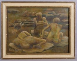 Shirley Smith, surrealist life study, oil on board, signed and dated '89, 44cm x 60cm, framed