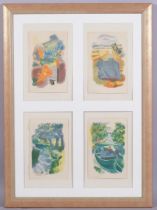 John Nash, 4 landscapes, original lithographs published by Curwen Press 1939, sheet size 21cm x