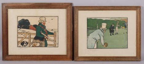 Cecil Aldin, 2 sporting prints, signed in pencil, image 26cm x 33cm, framed Images good, slightly