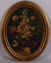 Dutch style still life flower study, oil on canvas laid on board, unsigned, 40cm x 30cm, framed