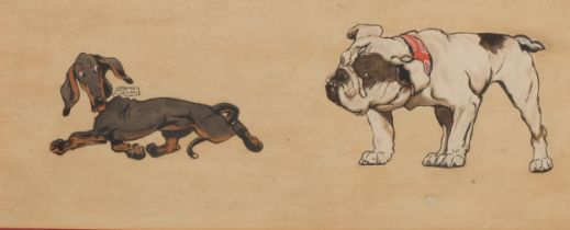 Cecil Aldin (1870 - 1935), Op-it, watercolour, unsigned, 18.5cm x 44cm, original painted title