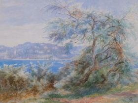 Albert Goodwin (1845-1932), watercolour on paper, Continental Landscape, monogrammed, 29.5cm x 20.