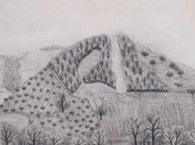 Gladys Anderson, abstract landscape, etching, plate 22cm x 30cm, framed Very slight even paper