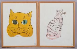 Andy Warhol, Cats, 6 colour prints with Warhol Foundation stamps, signed in the plate, 40cm x