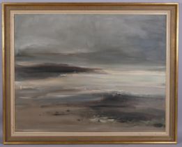 Peter Burman (born 1950), storm swept coast, oil on board, signed, 88cm x 114cm, framed Good