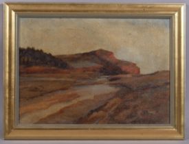 MId-20th century sunset landscape, oil on canvas, unsigned, 25cm x 35cm, framed Good condition,