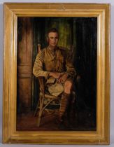 Military portrait, early 20th century, oil on canvas, unsigned, 70cm x 49cm, framed No canvas damage