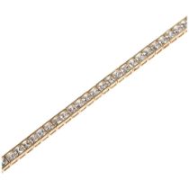 A 14ct gold cubic zirconia tennis line bracelet, 18cm, 10.2g gross No damage or repair, all stones