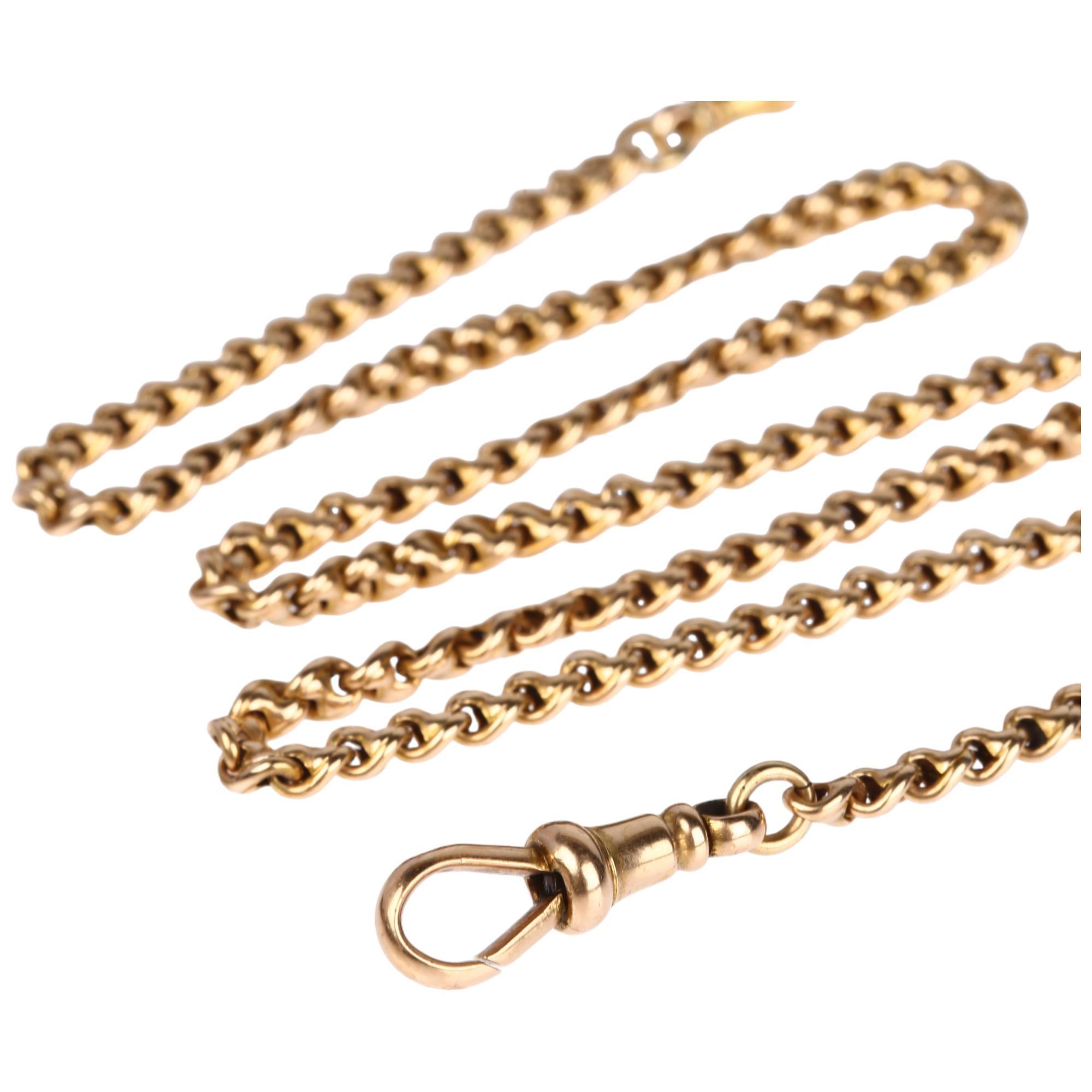 An Antique fancy mariner link Albert chain necklace, unmarked gold settings with 15ct and 9ct dog