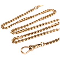 An Antique fancy mariner link Albert chain necklace, unmarked gold settings with 15ct and 9ct dog