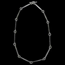 JORGEN JENSEN SOLVSMEDIE - a Danish modernist sterling silver bar link chain necklace, 41cm, 29.3g