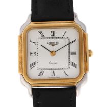 LONGINES - a gold plated stainless steel quartz wristwatch, ref. 761-6268, circa 1983, white dial