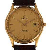 OMEGA - a gold plated stainless steel Seamaster quartz calendar wristwatch, ref. 1430, champagne