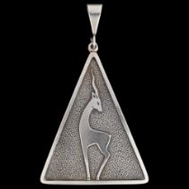 AKSEL HOLMSEN - a Norwegian modernist sterling silver antelope pendant, 62.3mm, 11.7g No damage or