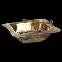A 19th century Continental parcel-gilt silver tea strainer, with bright-cut engraved decoration
