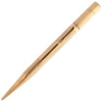 SAMPSON MORDAN & CO - an Art Deco 9ct gold Everpoint propelling pencil, London 1928, engine turned