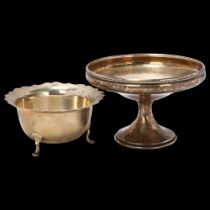 A George V silver pedestal bon bon dish and a silver sugar bowl, largest diameter 12.5cm, 5oz