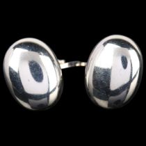 GEORG JENSEN - a pair of Danish sterling silver ellipse cufflinks, designed by Vivianna Torun