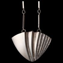 MATTI HYVARINEN - a Finnish modernist sterling silver fold panel necklace, with integral sterling