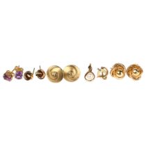 Various 9ct gold stone set jewellery, including earrings and pendants, 9.3g gross Lot sold as seen