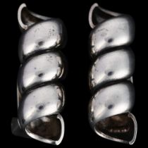 ANTON MICHELSEN - a pair of Danish modernist sterling silver spiral tube clip-on earrings, height