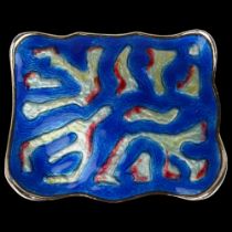 OYSTEIN BALLE - a Norwegian sterling silver-gilt and enamel abstract brooch, 47mm, 18.3g No damage