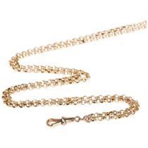 *WITHDRAWN* An Antique rose gold belcher link long guard chain necklace, with 9ct dog clip,