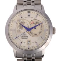 ORIENT - a stainless steel Sun and Moon automatic calendar bracelet watch, ref. ET0P-C0-A,