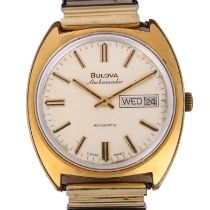 BULOVA - a gold plated stainless steel Ambassador automatic calendar bracelet watch, ref. 7532-1,