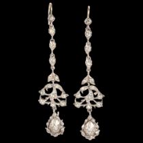 A pair of Georgian silver and paste drop earrings, with shepherd hook fittings, height 76.3mm, 9.