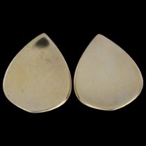 HANS HANSEN - a pair of Danish modernist sterling silver-gilt teardrop clip-on earrings, model no.