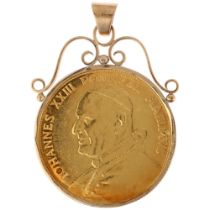 An Italian Vatican City Pope John XXIII (1958 - 1963) Angelo Giuseppe Roncalli gold medal, issued by