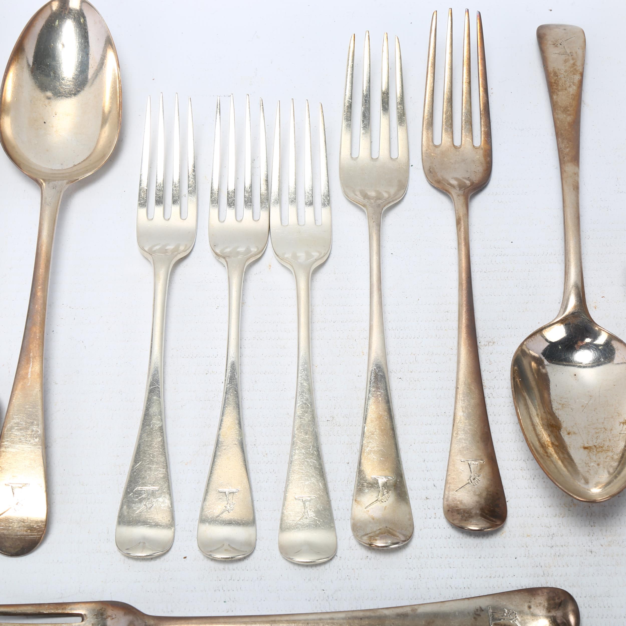 Various George III silver Old English pattern flatware, 22.3oz total No damage or repair, all - Image 2 of 3
