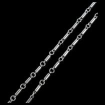 ARNE JOHANSEN - a Danish sterling silver tube link chain necklace, 40cm, 20.1g No damage or