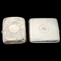 2 silver cigarette cases, 5.4oz total (2) Smaller example is heavily dented and catch not working,