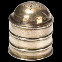 A George III miniature silver spice tower form vinaigrette, Joseph Willmore?, Birmingham 1802,