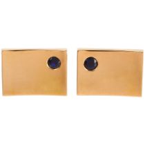 A pair of Ceylon sapphire cufflinks, by Vogue Jewellers Ltd, unmarked gold settings with rectangular