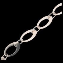 FLEMMING LUND - a Danish modernist sterling silver geometric ellipse panel bracelet, 18.5cm, 16.1g
