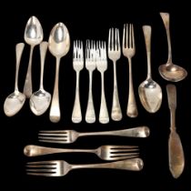 Various George III silver Old English pattern flatware, 22.3oz total No damage or repair, all