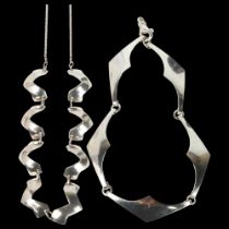 A Danish sterling silver abstract link necklace, length 38cm, and Hermann Siersbol 5-link