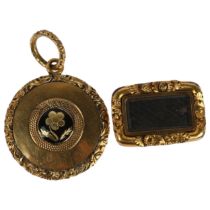 A Georgian Regency gold and black enamel 'forget-me-not' mourning locket, and a small Georgian