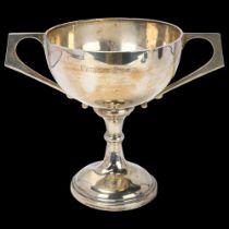 A Continental silver 2-handled trophy cup, Mhow Hunt Races 1936 Fitz Cup Firefly, 16cm, 8.1oz Bowl