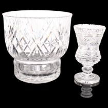 An Edinburgh Crystal carafe, a heavy crystal ice bucket, H22cm, and a thistle-shape cut-crystal vase