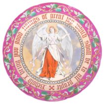 A Victorian Copeland Christmas charger, printed and painted with the Archangel Gabriel, inscribed "