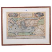 An 18th/19th century hand-coloured map of the Mediterranean, "Pere Grinationis Divi Pavli Typvs