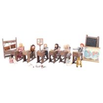 A quantity of doll's house Artisan School furniture, many wooden items and figurines, including 2 pi