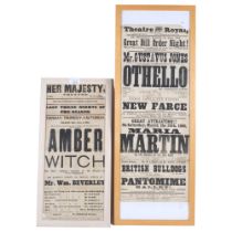 A Victorian theatre advertising poster for The Theatre Royal Gravesend March 22nd 1866, Mr