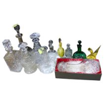 A group of various cut-glass ware, to include 5 decanters, including Bohemian crystal, jar with