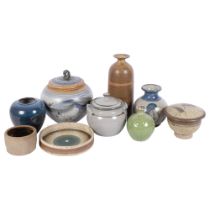 A quantity of Studio pottery, including a Bernard Leach small ceramic tea bowl, H6cm, and a Tony