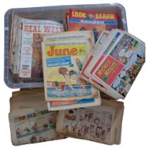 1970s June comics, Look and Learn magazines etc, and a quantity of hardback annuals, including Eagle